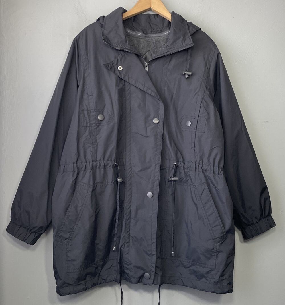 Woman Within Jacket Size 18 20 Taslon Coat Windbreaker Zip Out Fleece Lining